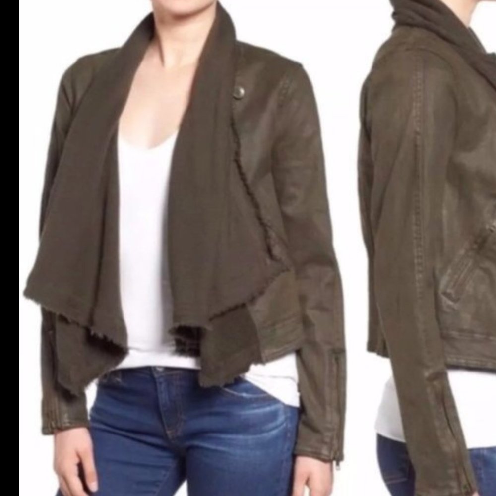 Free People Women's Jacket Coated Drape Front Moto Size 4